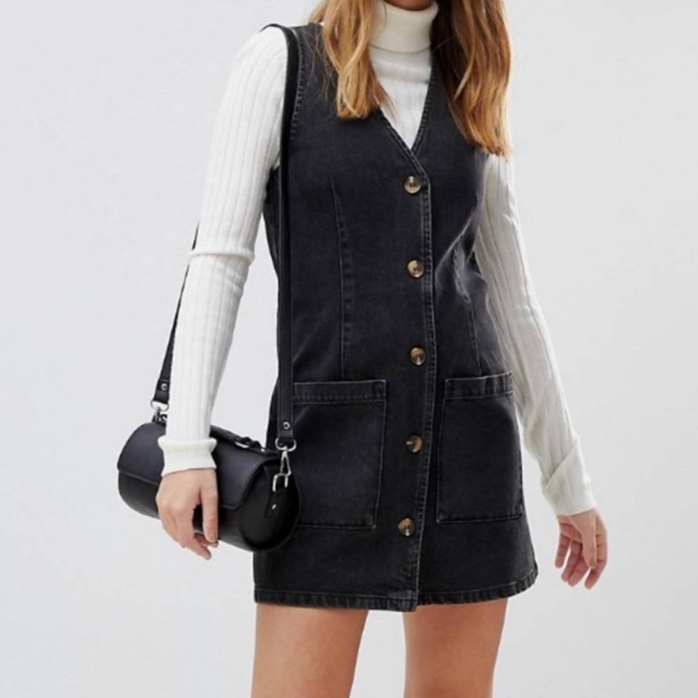 ASOS Black Denim Jumper Dress